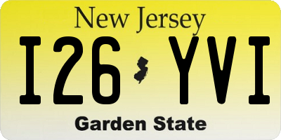 NJ license plate I26YVI