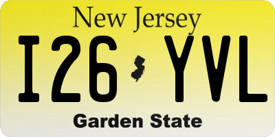 NJ license plate I26YVL