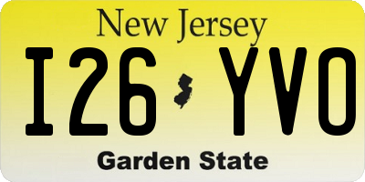 NJ license plate I26YVO