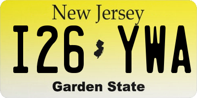 NJ license plate I26YWA
