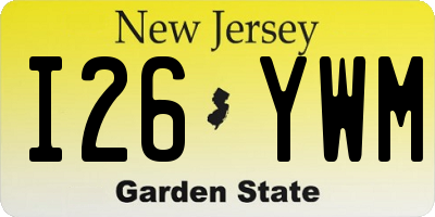NJ license plate I26YWM
