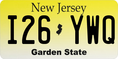 NJ license plate I26YWQ