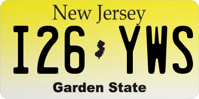 NJ license plate I26YWS