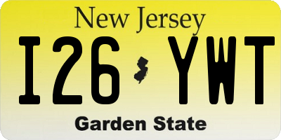 NJ license plate I26YWT