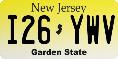 NJ license plate I26YWV