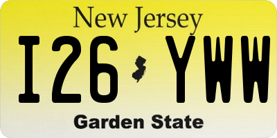 NJ license plate I26YWW
