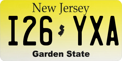 NJ license plate I26YXA
