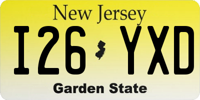 NJ license plate I26YXD