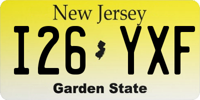 NJ license plate I26YXF