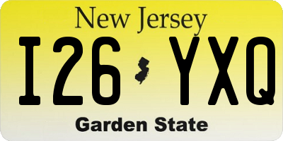 NJ license plate I26YXQ