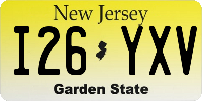 NJ license plate I26YXV
