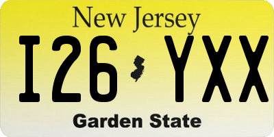 NJ license plate I26YXX