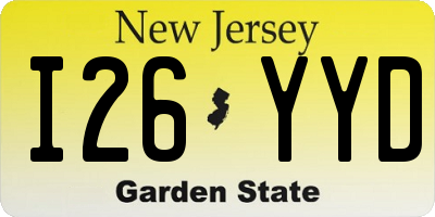 NJ license plate I26YYD