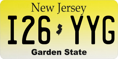 NJ license plate I26YYG