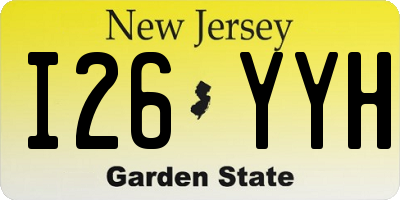 NJ license plate I26YYH