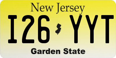 NJ license plate I26YYT