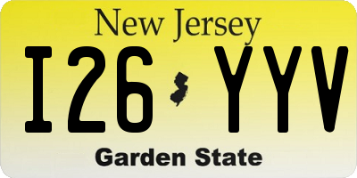 NJ license plate I26YYV
