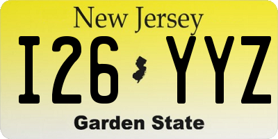 NJ license plate I26YYZ