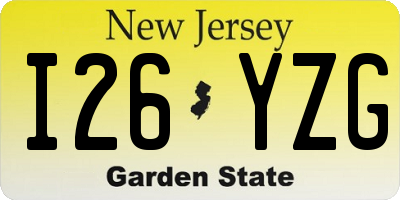 NJ license plate I26YZG