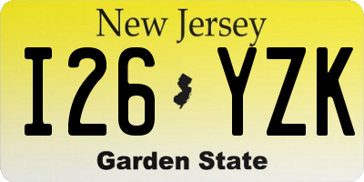 NJ license plate I26YZK
