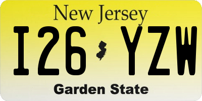 NJ license plate I26YZW