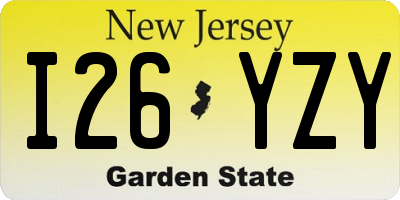 NJ license plate I26YZY