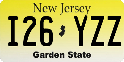 NJ license plate I26YZZ
