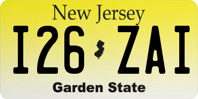 NJ license plate I26ZAI