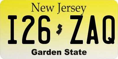 NJ license plate I26ZAQ