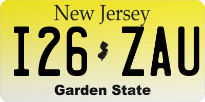 NJ license plate I26ZAU