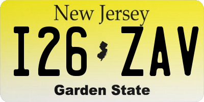 NJ license plate I26ZAV