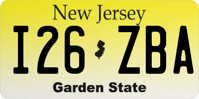 NJ license plate I26ZBA