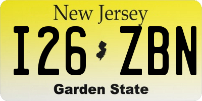 NJ license plate I26ZBN