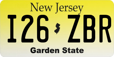NJ license plate I26ZBR