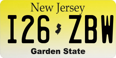 NJ license plate I26ZBW