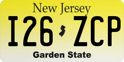 NJ license plate I26ZCP