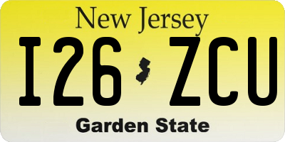 NJ license plate I26ZCU