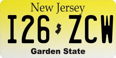 NJ license plate I26ZCW