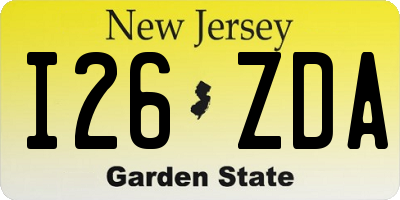 NJ license plate I26ZDA