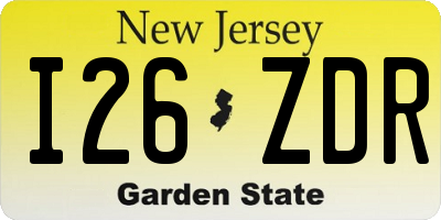 NJ license plate I26ZDR