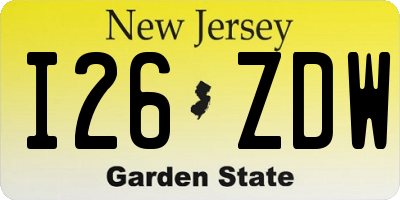 NJ license plate I26ZDW