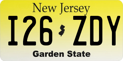 NJ license plate I26ZDY