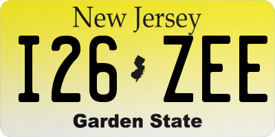 NJ license plate I26ZEE
