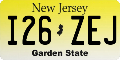 NJ license plate I26ZEJ