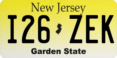NJ license plate I26ZEK