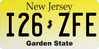 NJ license plate I26ZFE