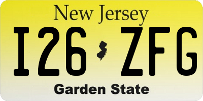 NJ license plate I26ZFG