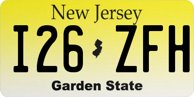 NJ license plate I26ZFH