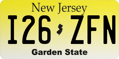 NJ license plate I26ZFN
