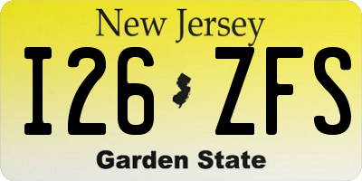 NJ license plate I26ZFS